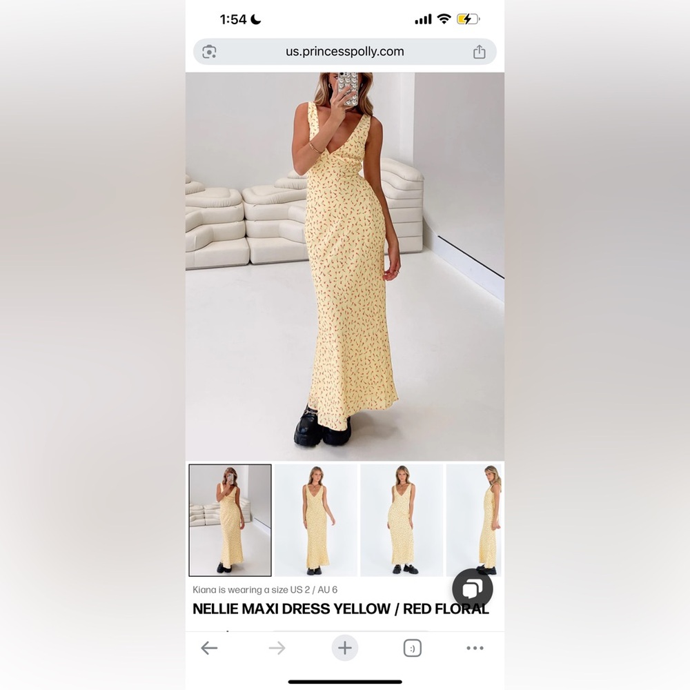 Princess Polly Nellie Maxi Dress Yellow/ Red Floral